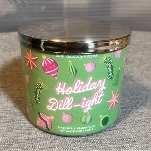 Bath & Body Works Holiday Dill-ight Candle - Green and Pink
